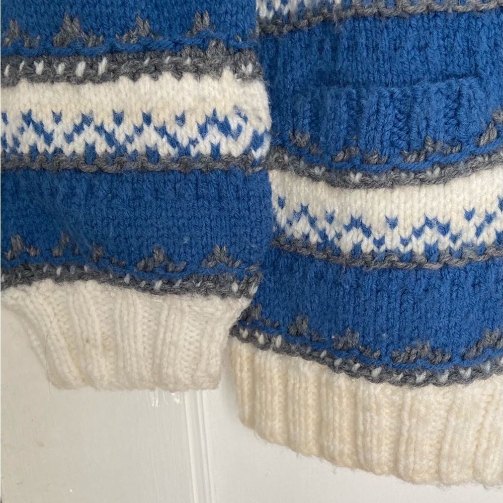 Hand Knitted‎ Vintage Cardigan Fair Isle Fisherman Sweater CabinCore Nordic M/L - Picture 6 of 12